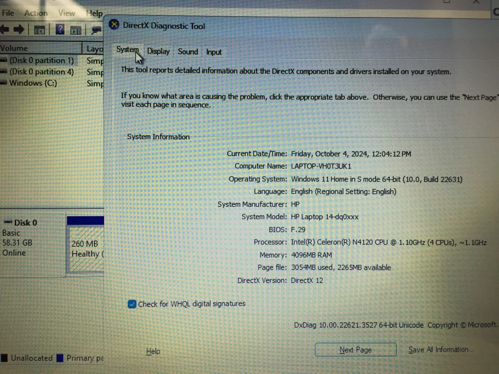 HP 14-dq0052dx 14″ HD Non-Touch Laptop/N4120/4GB Ram/64GB Emmc/Win 11 H, white