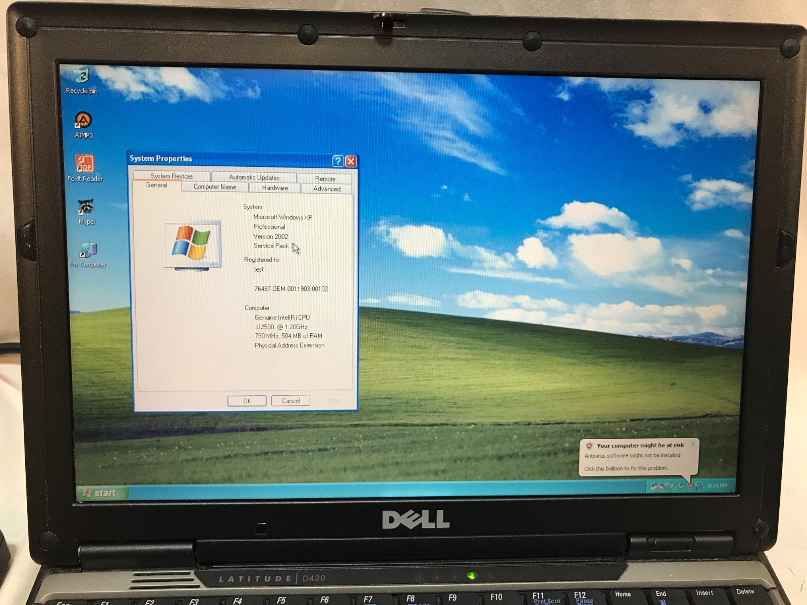 Dell Latitude Laptop D420 Duo Core 1GB 80HD Serial Windows XP Charger Vintage