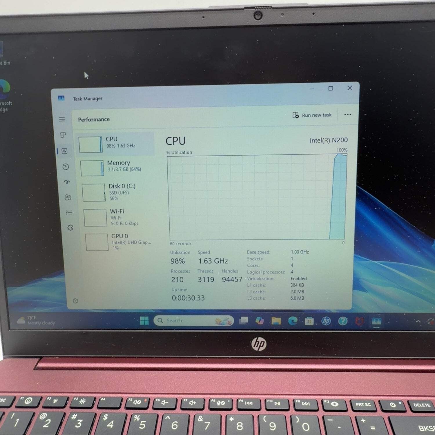 HP NoteBook 15-FD0088WM 15.6″ N200 1.0GHz 4GB RAM 128GB SSD