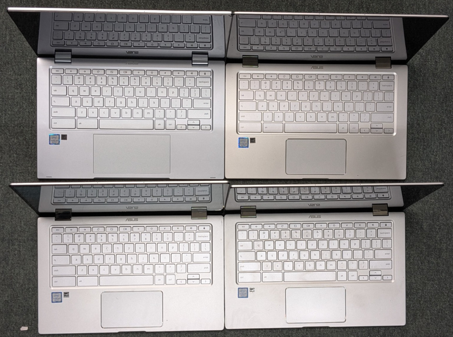 Lot of 12 Asus Chromebook C434T & C433T Intel M3-8100y 4/8GB RAM 64GB SOLD AS-IS