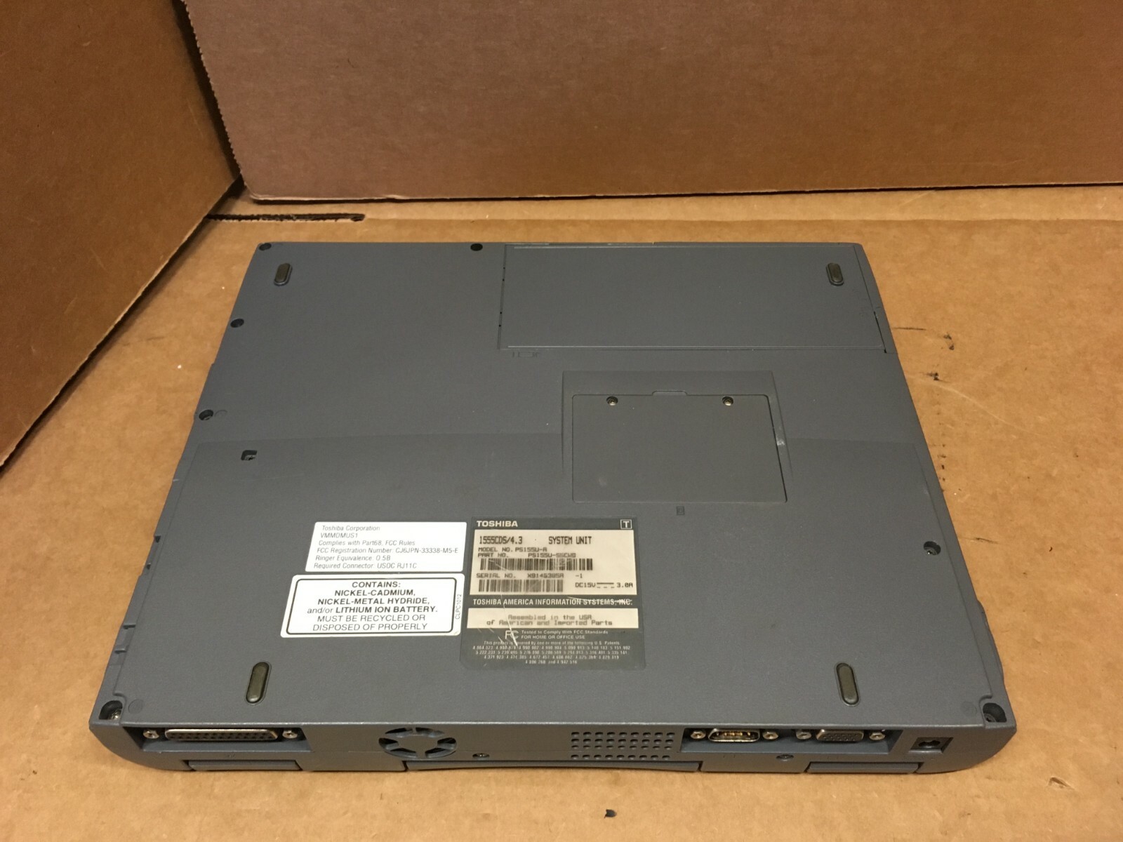 VINTAGE TOSHIBA SATELLITE 1555CDS WINDOWS 98 LAPTOP FLOPPY PARALLEL SERIAL