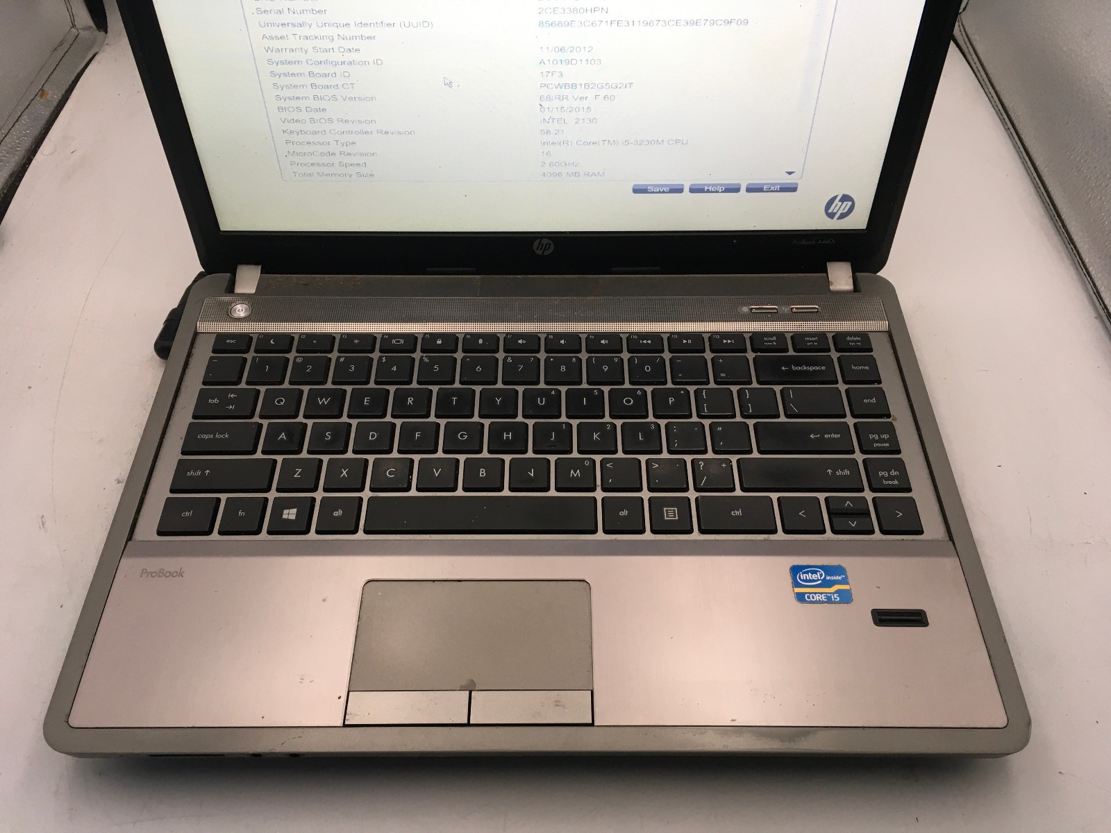 HP PROBOOK 4440S – BOOTS TO BIOS – INTEL I5 3230M – 4GB RAM – NO OS – READ – BB!