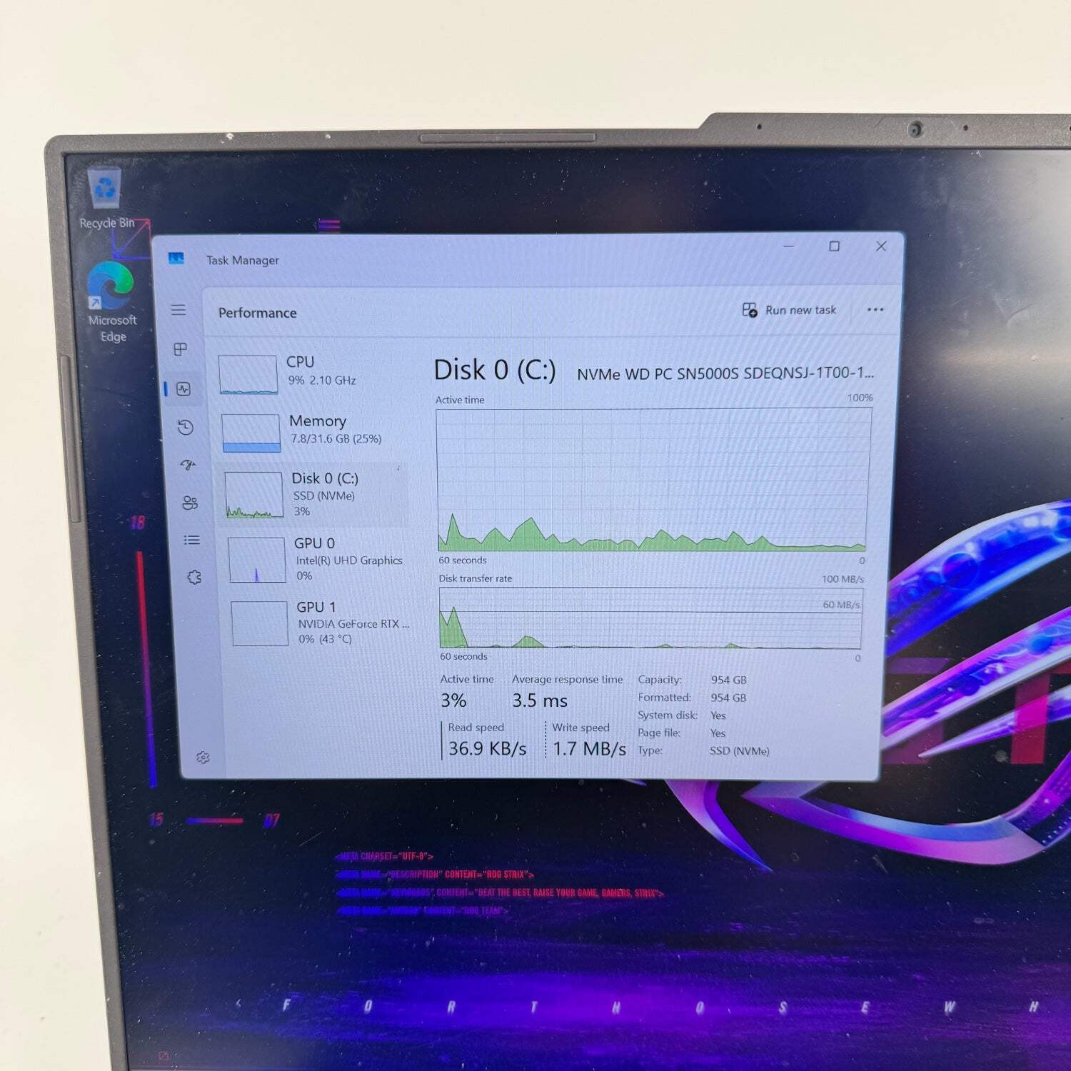 Asus ROG Strix G16 G614J 16″ i9-14900HX 2.2GHz 32GB RAM 1TB SSD GeForce RTX 4060