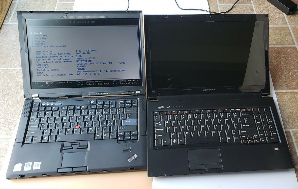Lot 2 Lenovo Thinkpad B560/T61 3GB RAM 0GB HDD REPAIR or PARTS