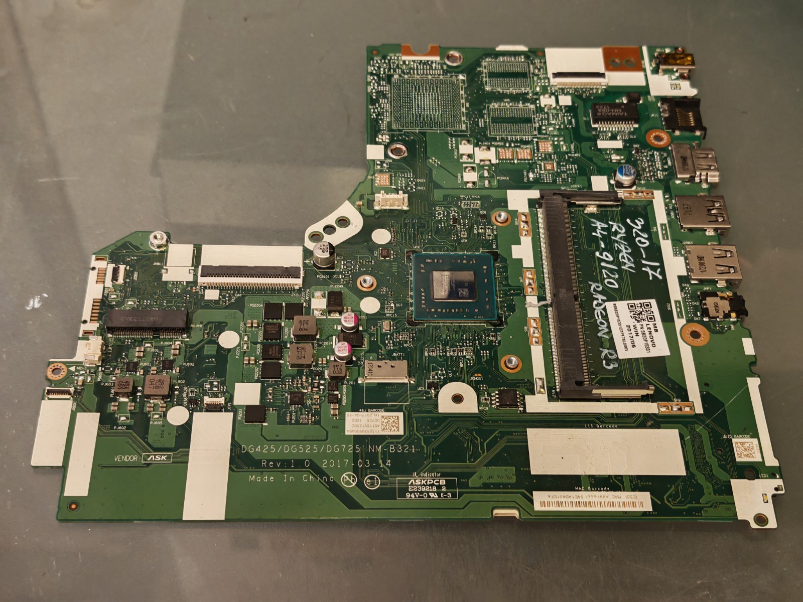 LENOVO 320-17 330-15 320-15 14 MOTHERBOARD NM-B321 AMD RYZEN A4-9120 RADEON R3
