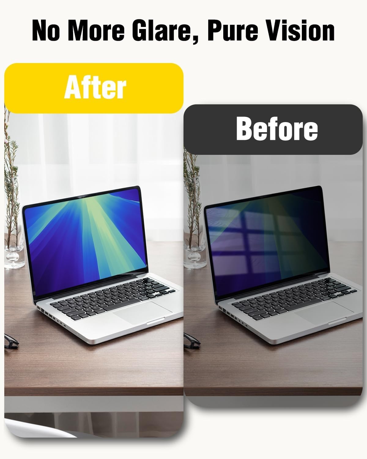 Magnetic Laptop Privacy Screen 15.6 inch 16:9, Anti Peeping Removable Filter