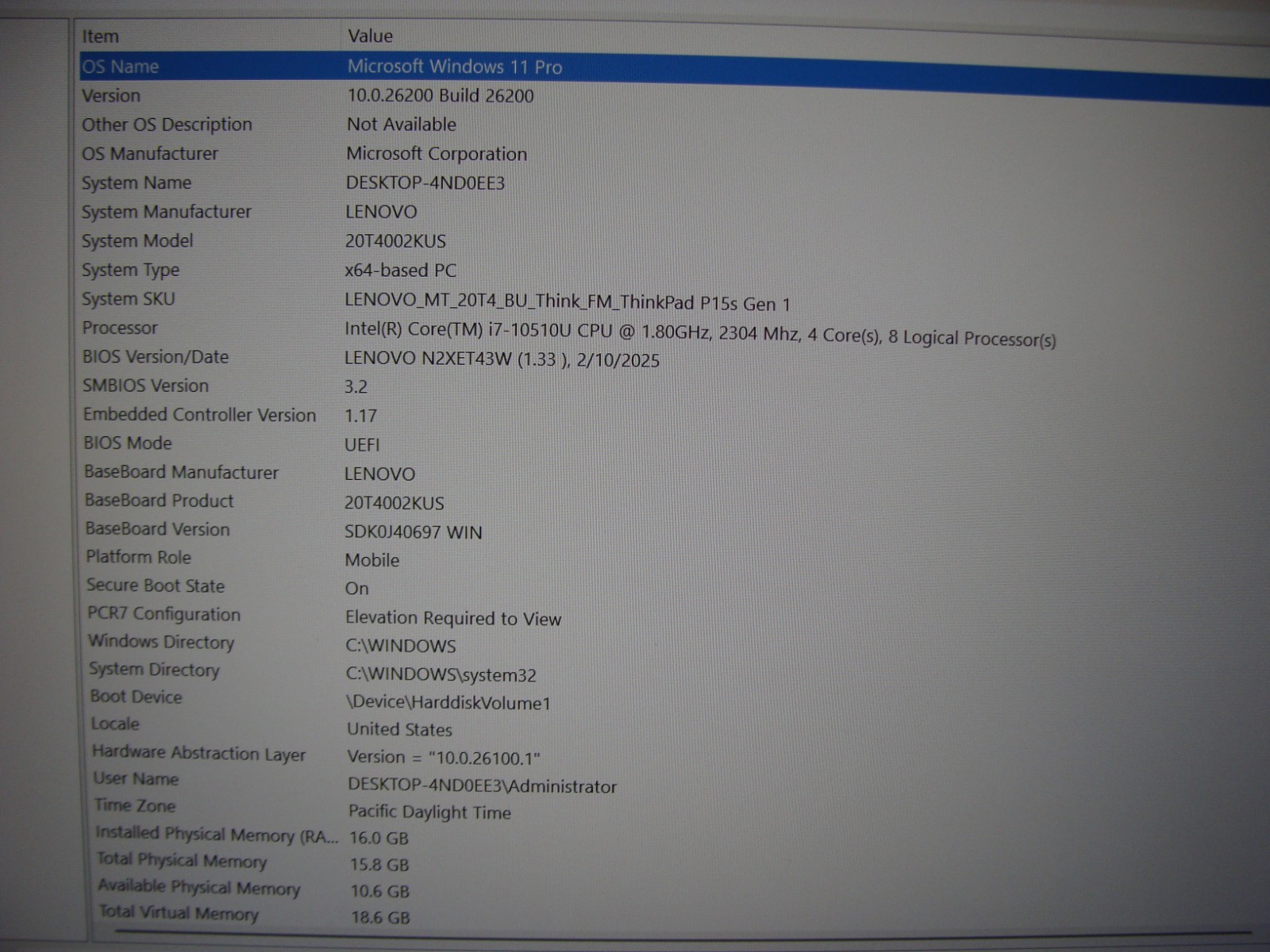 Lenovo ThinkPad P15s Gen 1 15.6″ FHD TOUCH i7-10510U 1.8GHz 16GB 512GB W11P P520