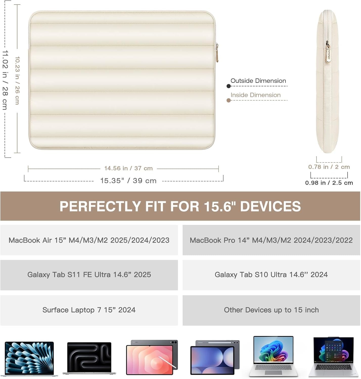 Puffy Laptop Sleeve 15.6 Inch for MacBook Air 15″ / Pro 14″ M4/M3/M2 2023/2024