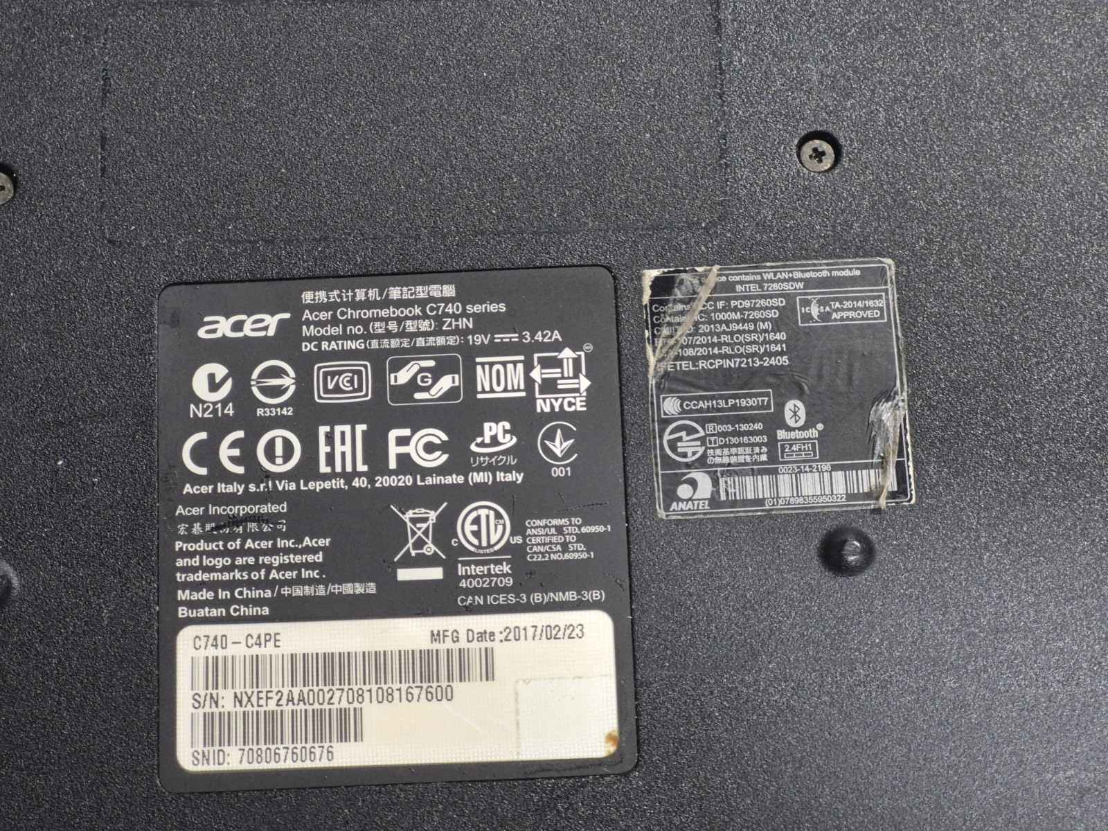 Acer 11 c740 Model ZHN chromebook – FOR PARTS