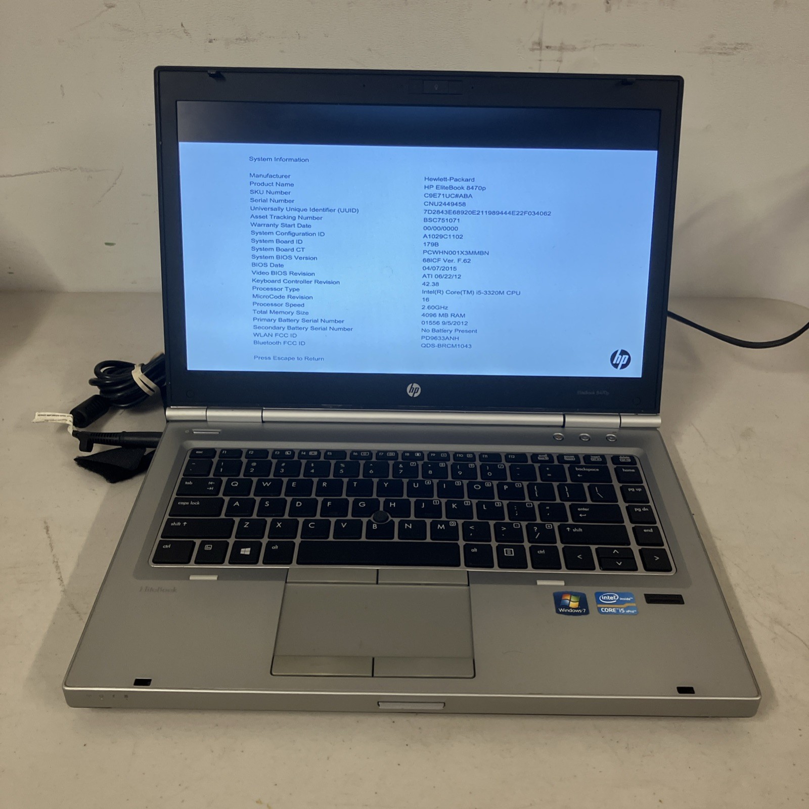 HP EliteBook 8470p i7 Windows 10 Pro Vintage Retro Classic Laptop PC W/ Charger