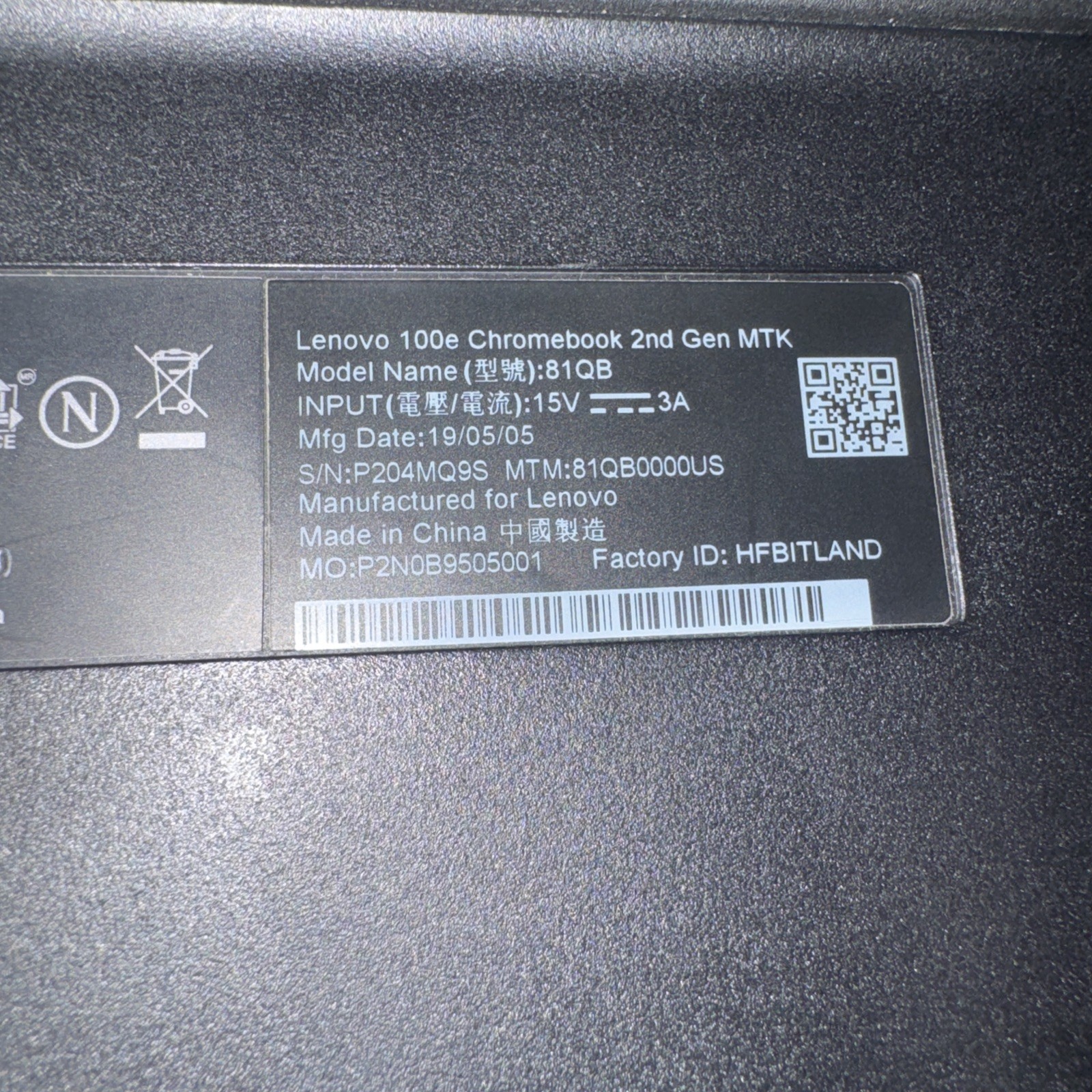 Lenovo 100e Chromebook 2nd Gen MTK 11.6″ 32GB 4GB Laptop RESET Tested