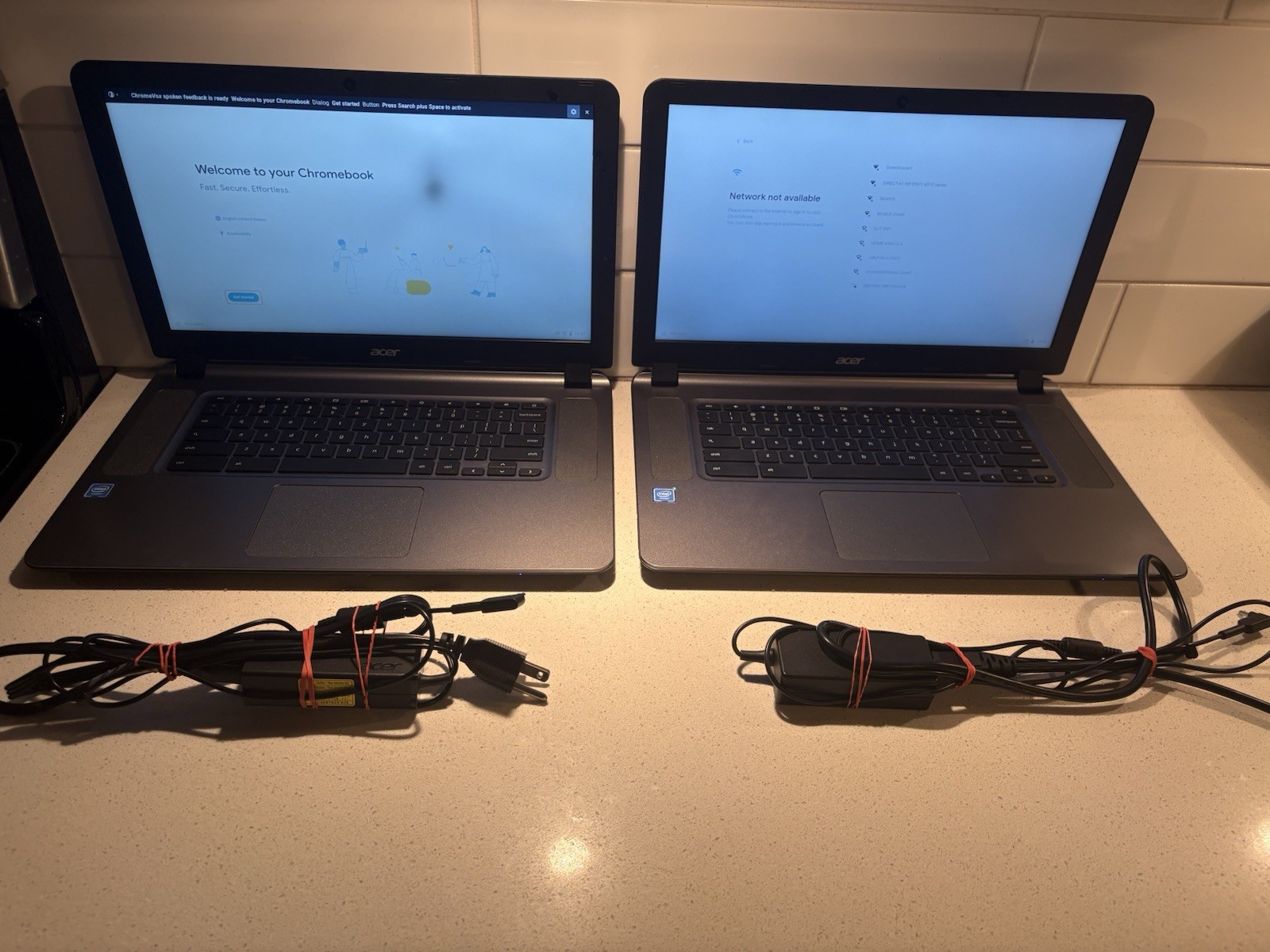 2X Acer Chromebook 15 CB3-532/Factory Reset -Both w/ Chargers (Read Description