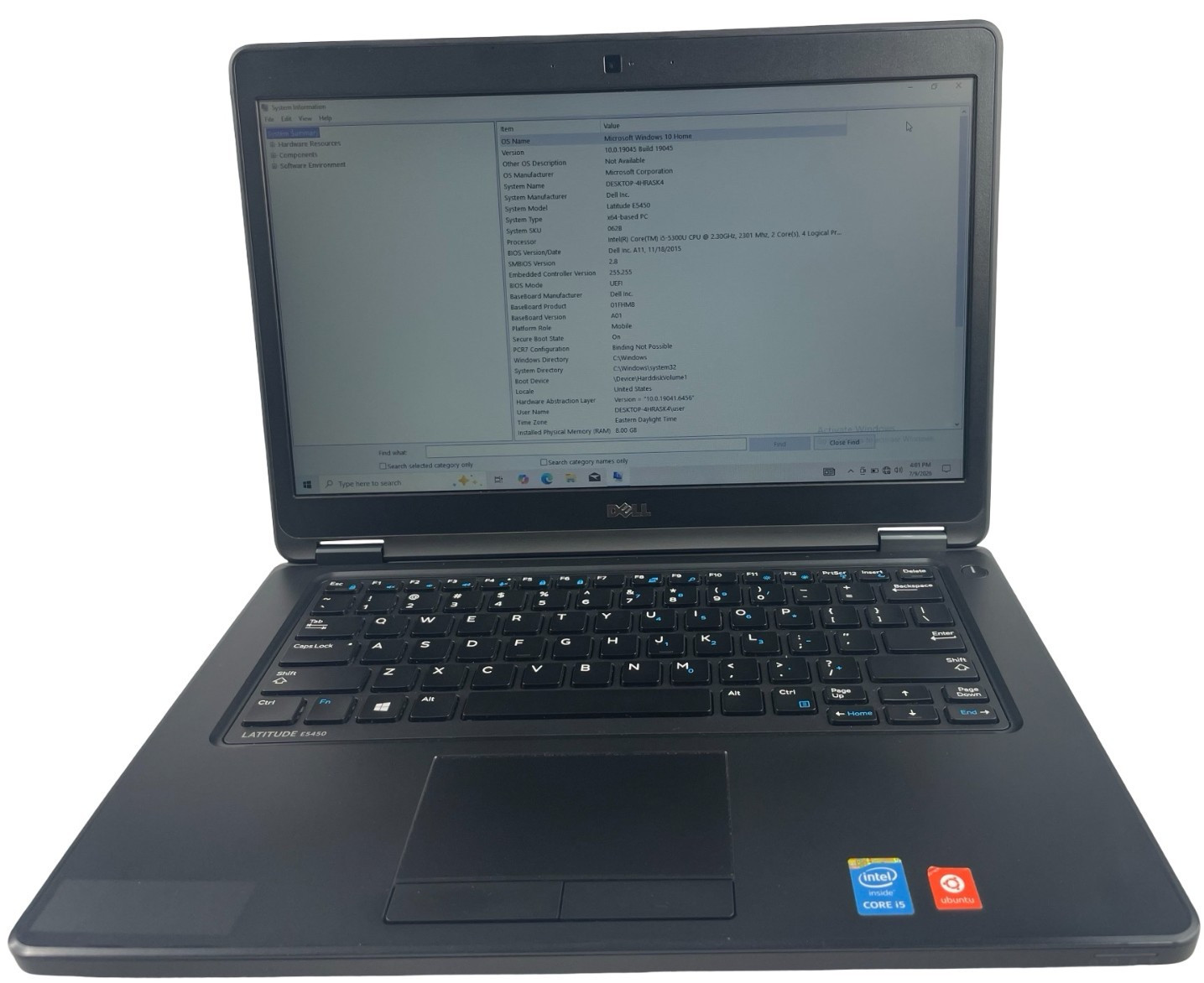Dell Latitude E5450 Intel i5-5300U@2.30GHz 8GB RAM 128GB SSD Win. 10 Good bttry