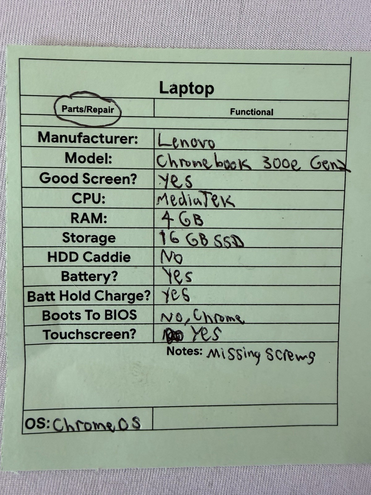 Lenovo Chromebook 300e Gen 2 Laptop – Good Screen – MediaTek – Read Des