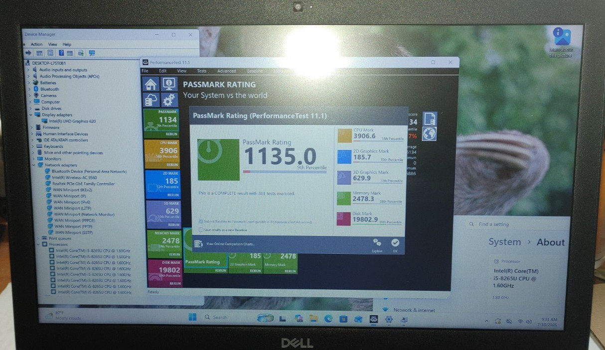 Dell Latitude 3500 Intel Core i5-8265u 8th Gen 1080p laptop Parts Repair