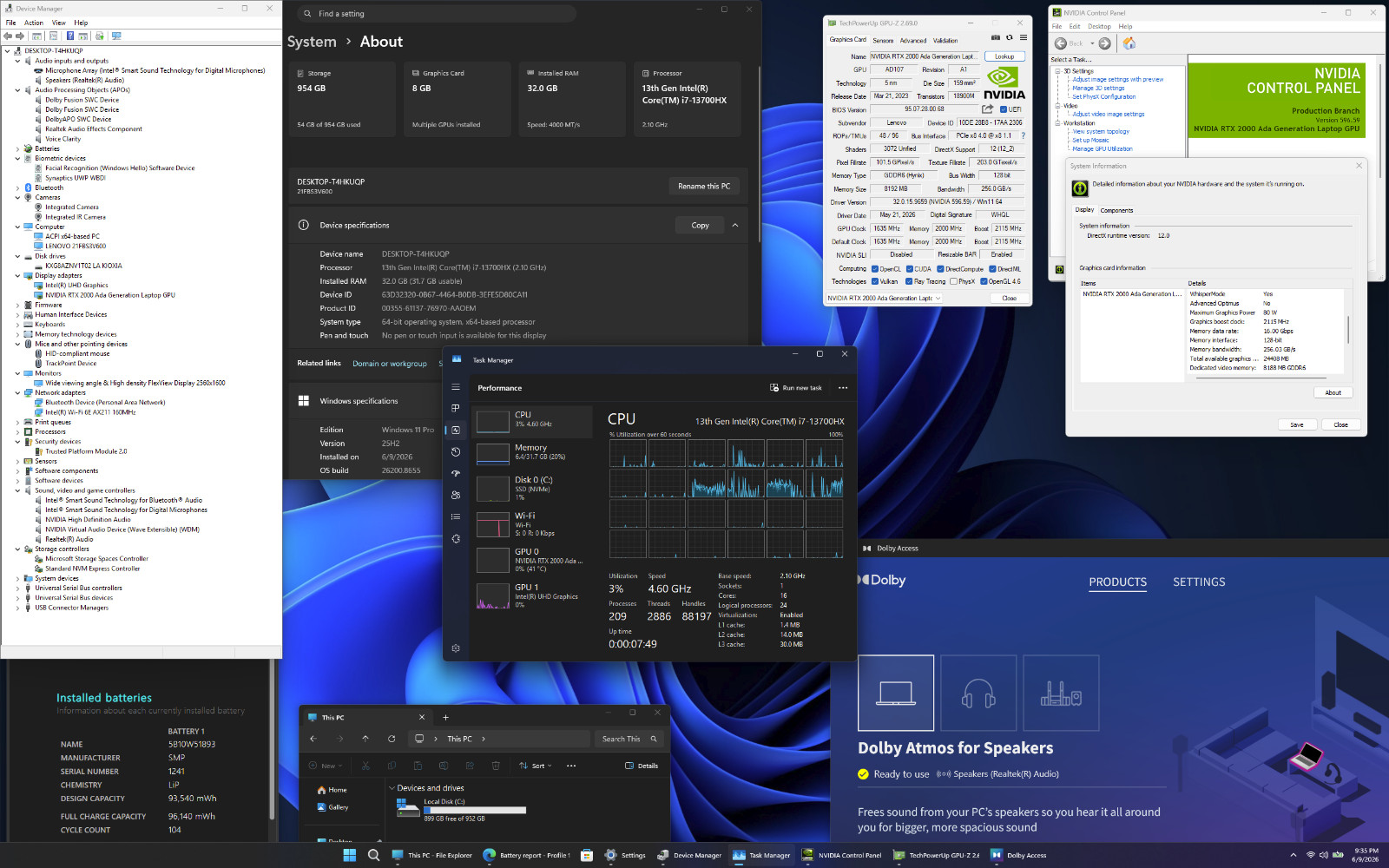 Lenovo ThinkPad P16 Gen 2 i7-13700HX 16″ 2560×1600 32GB RTX 2000 Ada PS