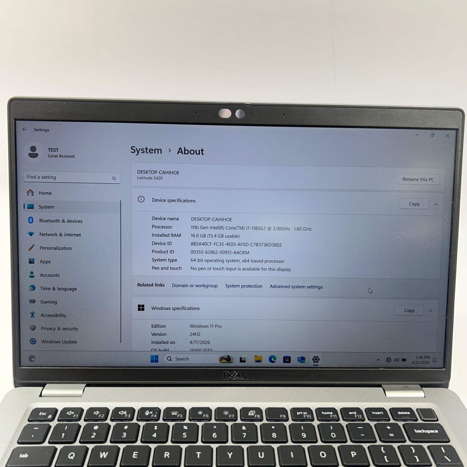 Dell Latittude 5420 P137G 14″ i7-1185G7 3.0GHz 16GB RAM 512GB SSD