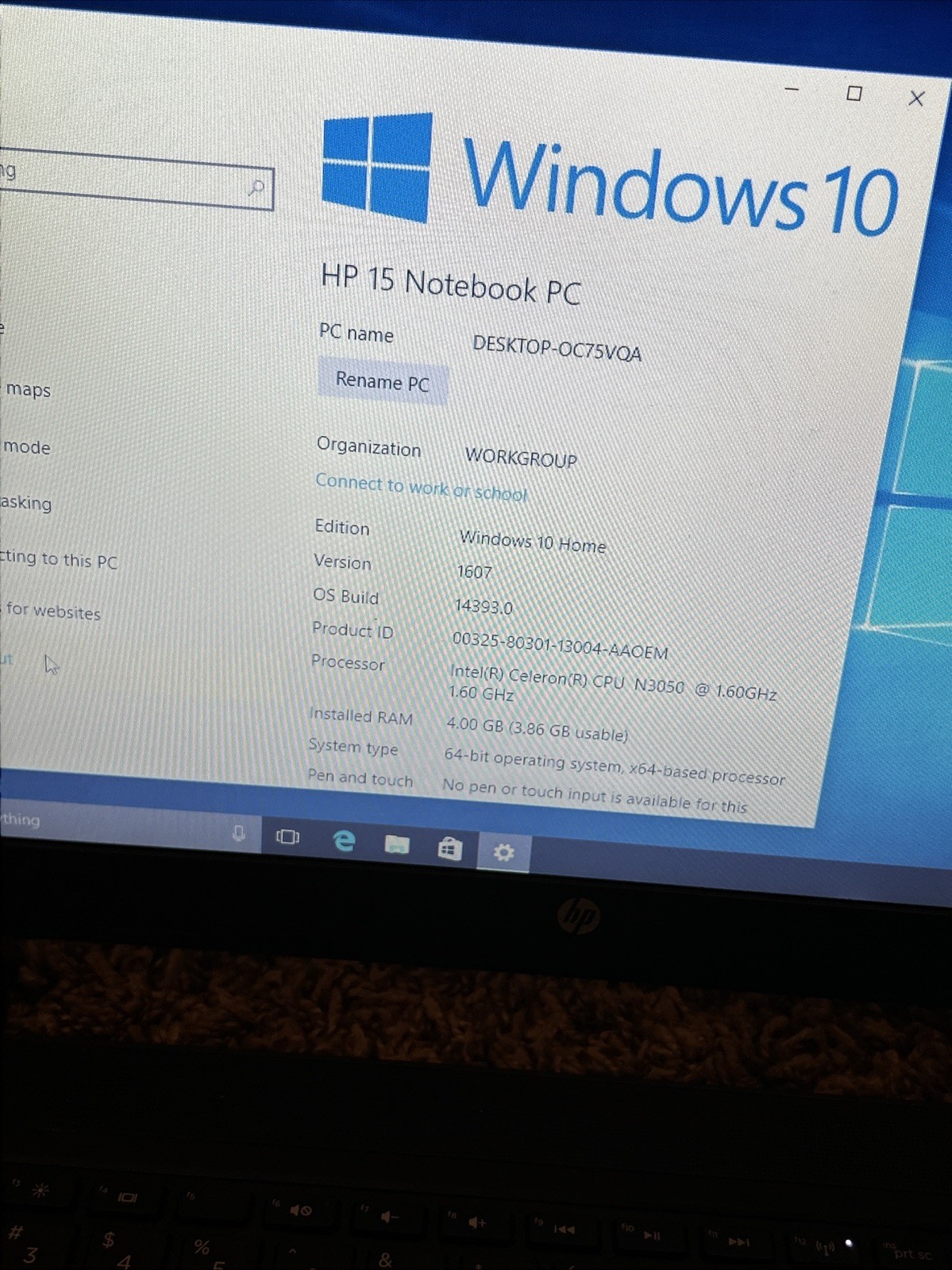 HP 15 Notebook Model RTL8188EE Tested And Working. Includes Charger 4G Ram