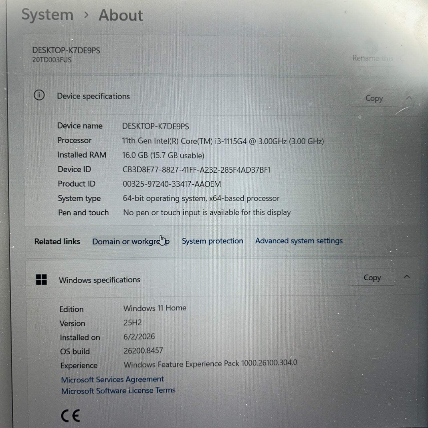 Lenovo ThinkPad E15 Gen 2 15.6″ i3-1115G4 3.0GHz 16GB RAM 1TB SSD