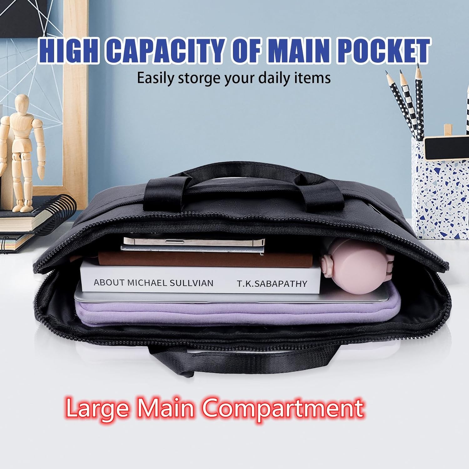 Premium Black Laptop Briefcase Fits Dell, HP, ASUS, MacBook Pro, 17.3-18.4 Inch