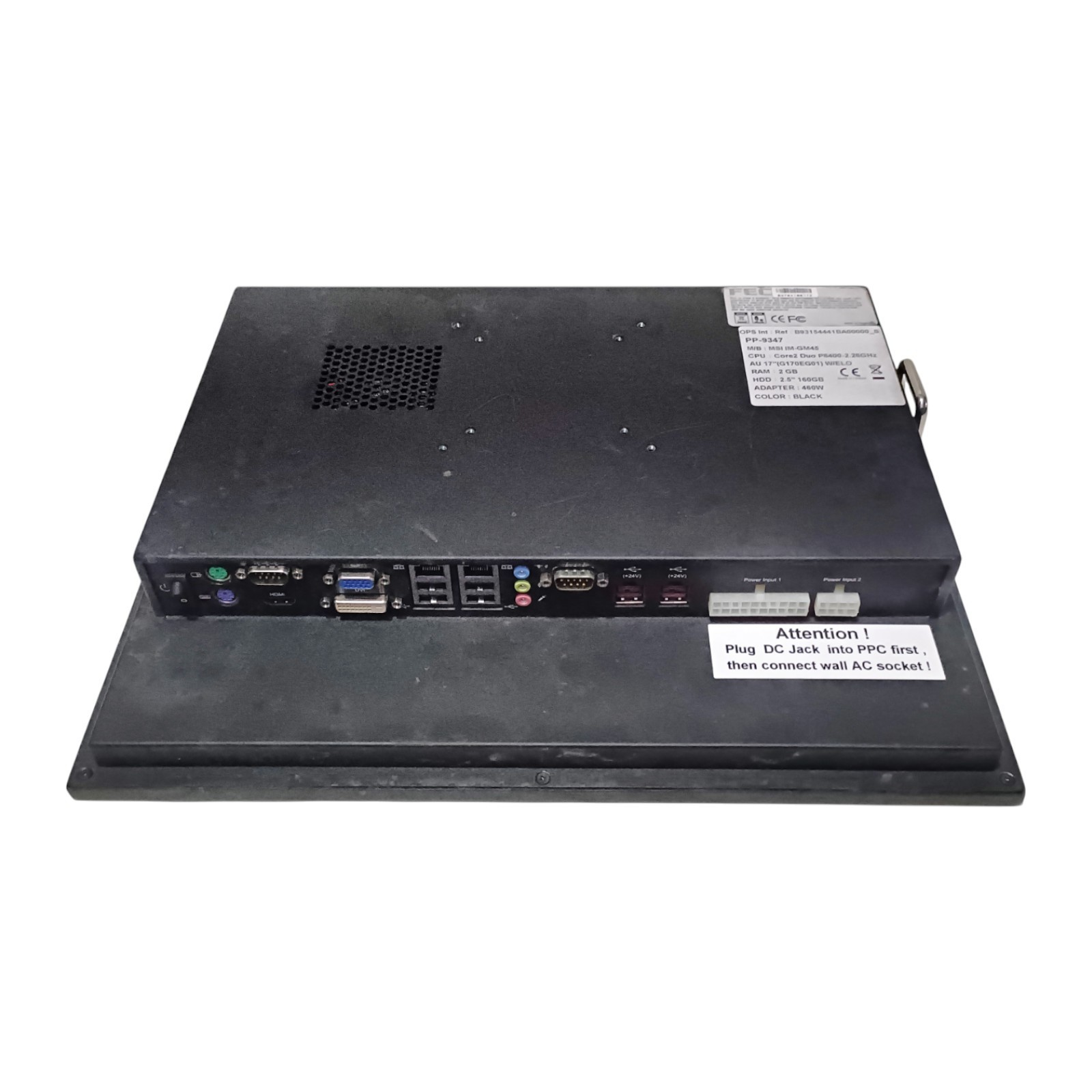 FEC PP-9347 PPC Panel PC CPU CORE2 DUO P8400-2.26 GHz 2GB RAM HDD 2.5″ 160GB BLK