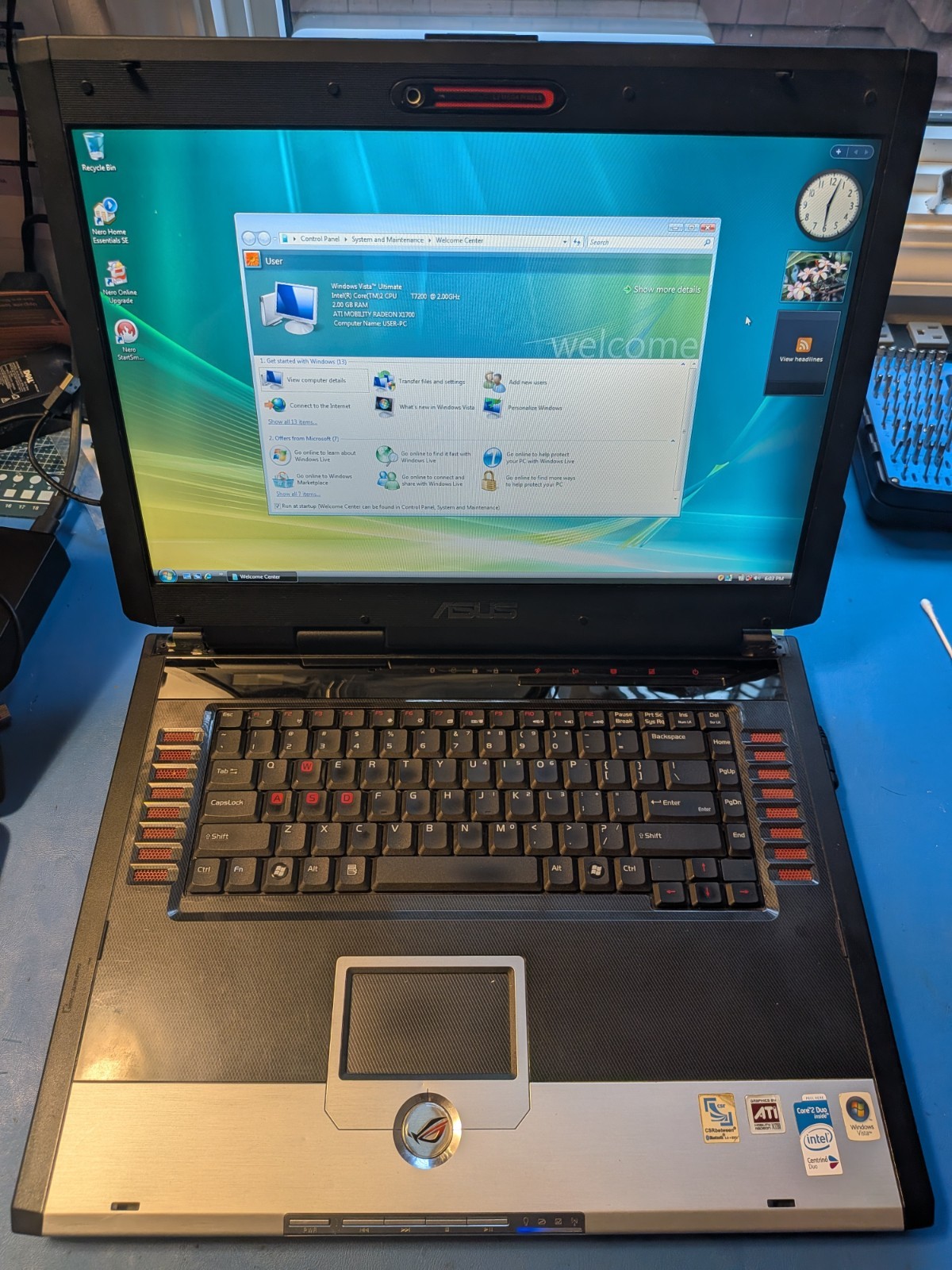 Rare Asus G2P Windows Vista Gaming Laptop Intel Core 2 T7200 2GB RAM 160GB HDD