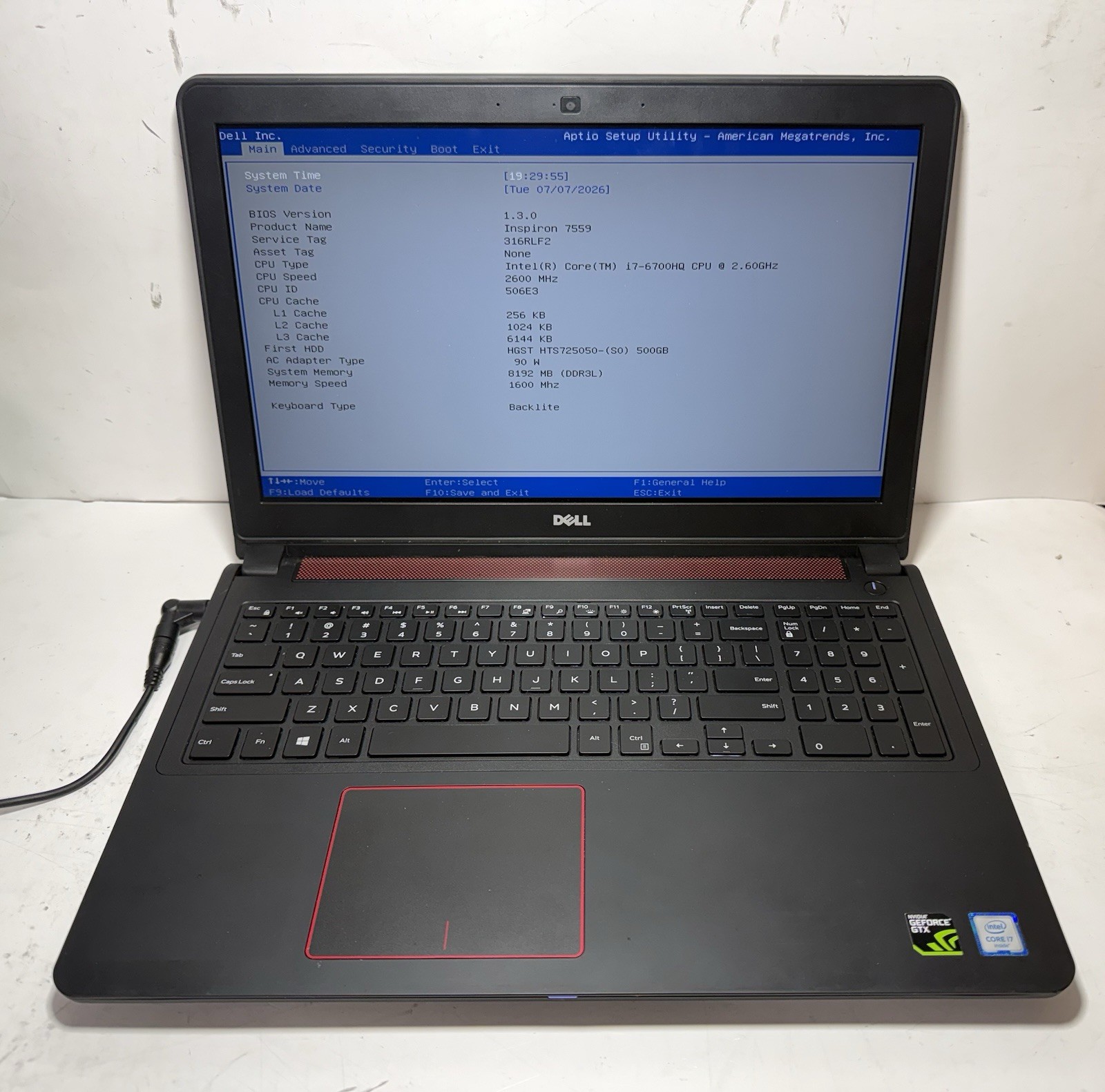 Dell Inspiron 15-7559 15.6″ i7-6700HQ@2.60GHz 8GB RAM 500GB HDD GTX 960M #0059