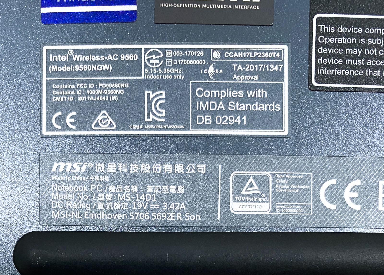 MSI MS-14D1 Laptop Intel Core I3-10110U@ 2.10GHz, 4GB RAM, 128GB M.2 SSD CLEAN!!