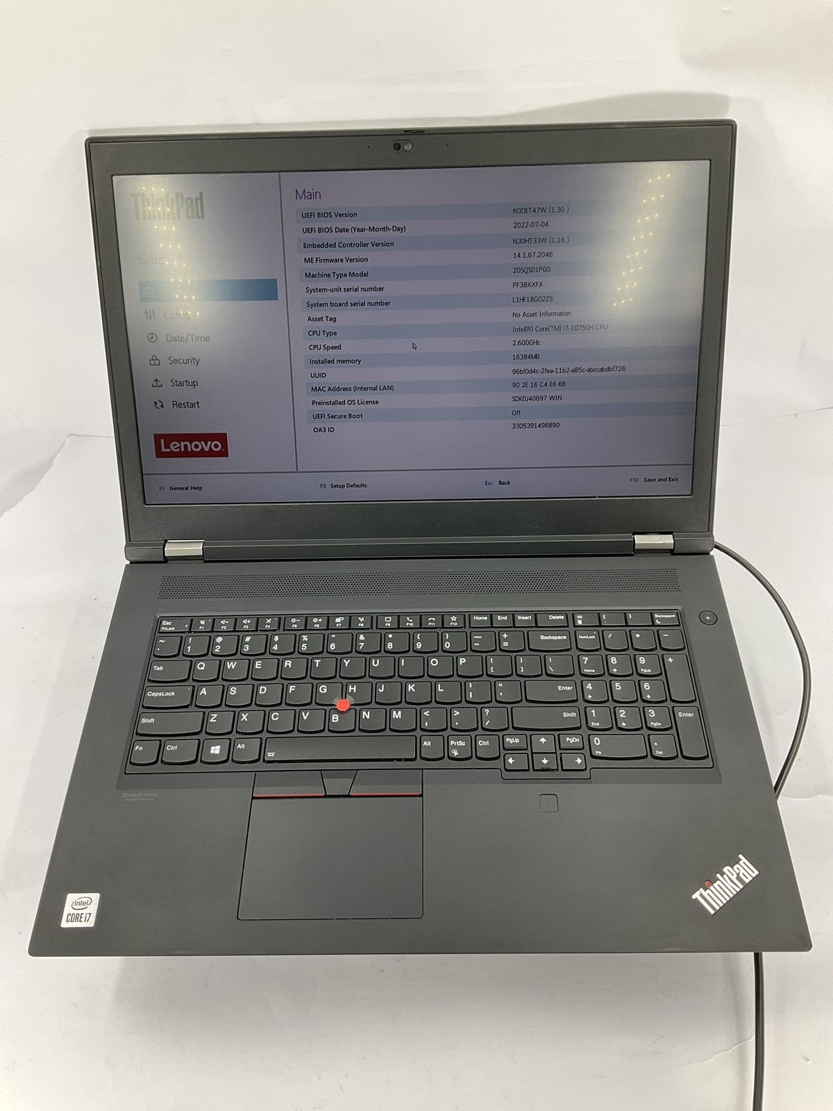 Lenovo ThinkPad P17 Gen 1 17.3″ Core i7-10750H 512GB 16GB B Win 11 Pro T2000