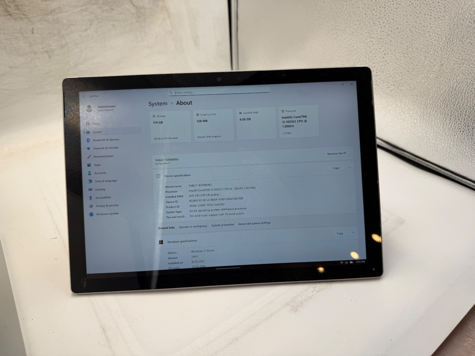 Microsoft Surface Pro 7 1866 13″ i3-1005G1 1.2GHz 4GB RAM 128GB SSD WINDOWS 11