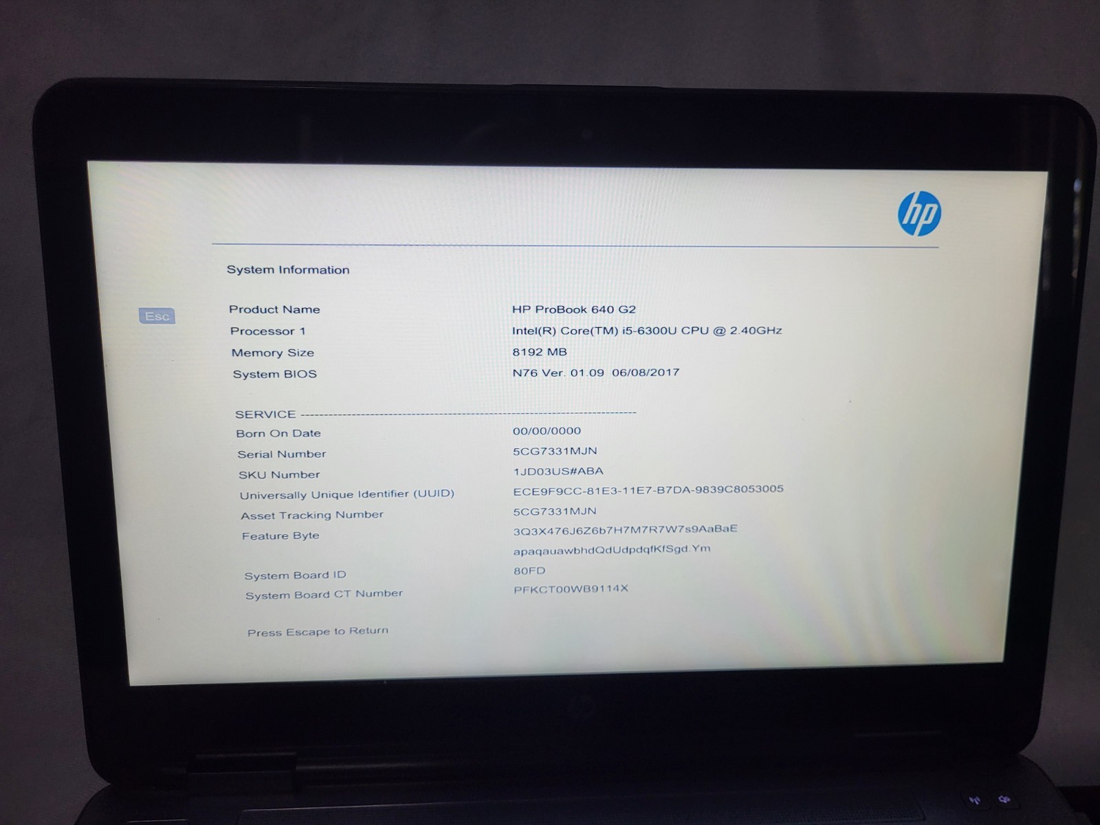 HP ProBook 640 G2 14″ Touch Screen Laptop Intel Core i5 8GB RAM No Hard Drive
