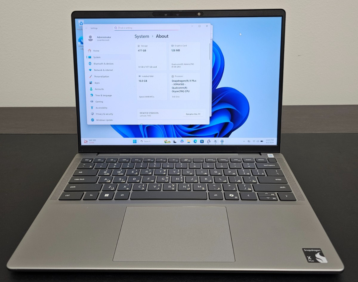 Dell Latitude 7455 Snapdragon X1P-64 QHD+ Touch 16GB 512GB W11P Arabic/Eng KB