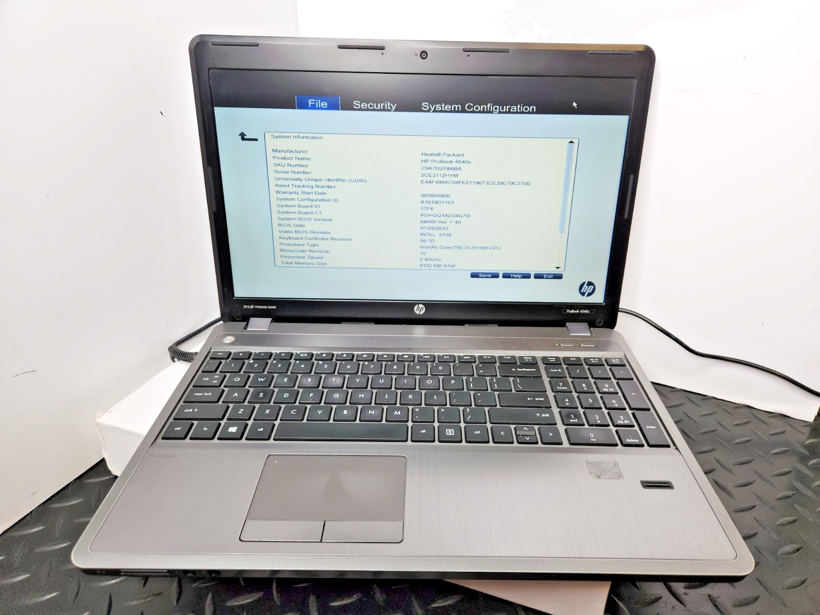HP ProBook 4540s 15.6″ Laptop Intel i3-3110M 2.4Ghz 8GB Ram NO HDD