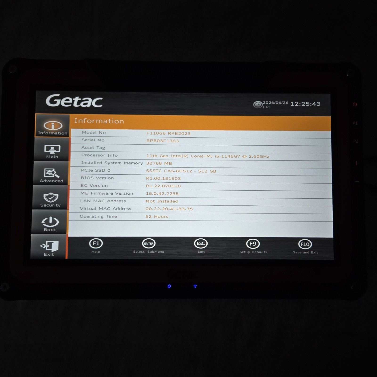 Getac F110 G6 Rugged Tablet i5-1145G7 2.60GHz 512GB SSD 32GB RAM – 4G – Grade A