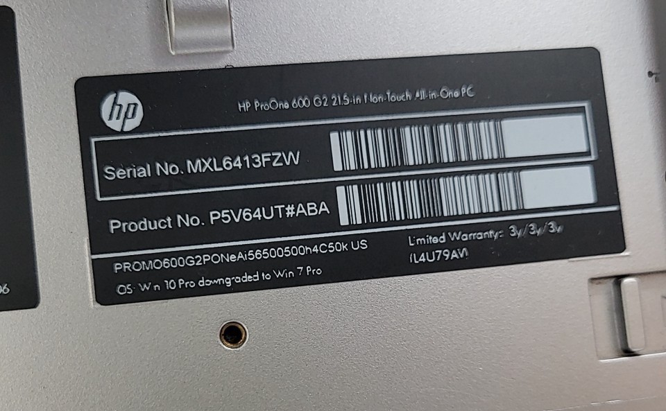HP PROONE 600 G2 P5V64UT-ABA AIO Intel I5-6500 4GB SEE NOTES