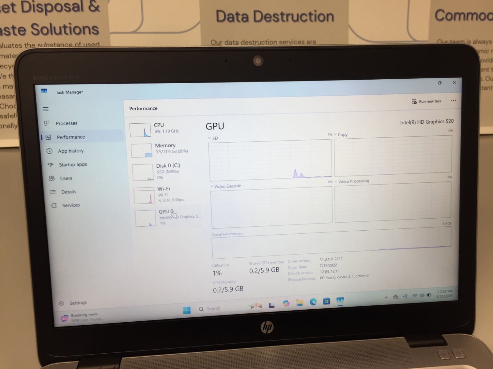 HP EliteBook 840 G3 14″ Core i5 6th gen 2.40GHz 12GB RAM 256GB SSD