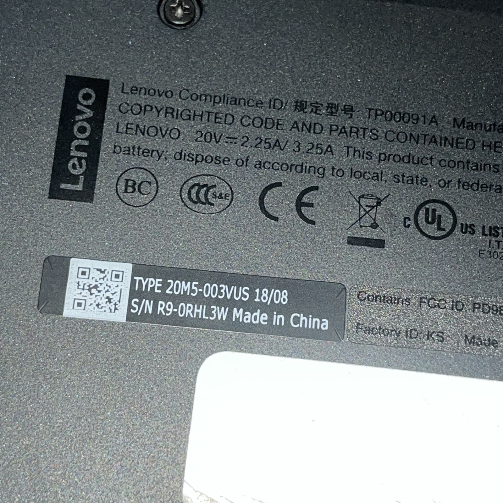 LENOVO THINKPAD L380 INTEL CORE I3-8130U 2.20GHZ 8GB RAM NO HD