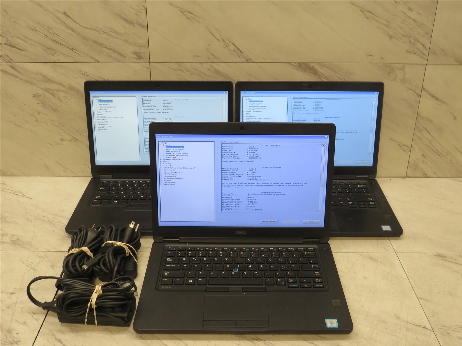 Lot of 3 Dell Latitude 5480 Intel i5-6300U @2.40GHz 8GB RAM 14″ Laptop w/ AC