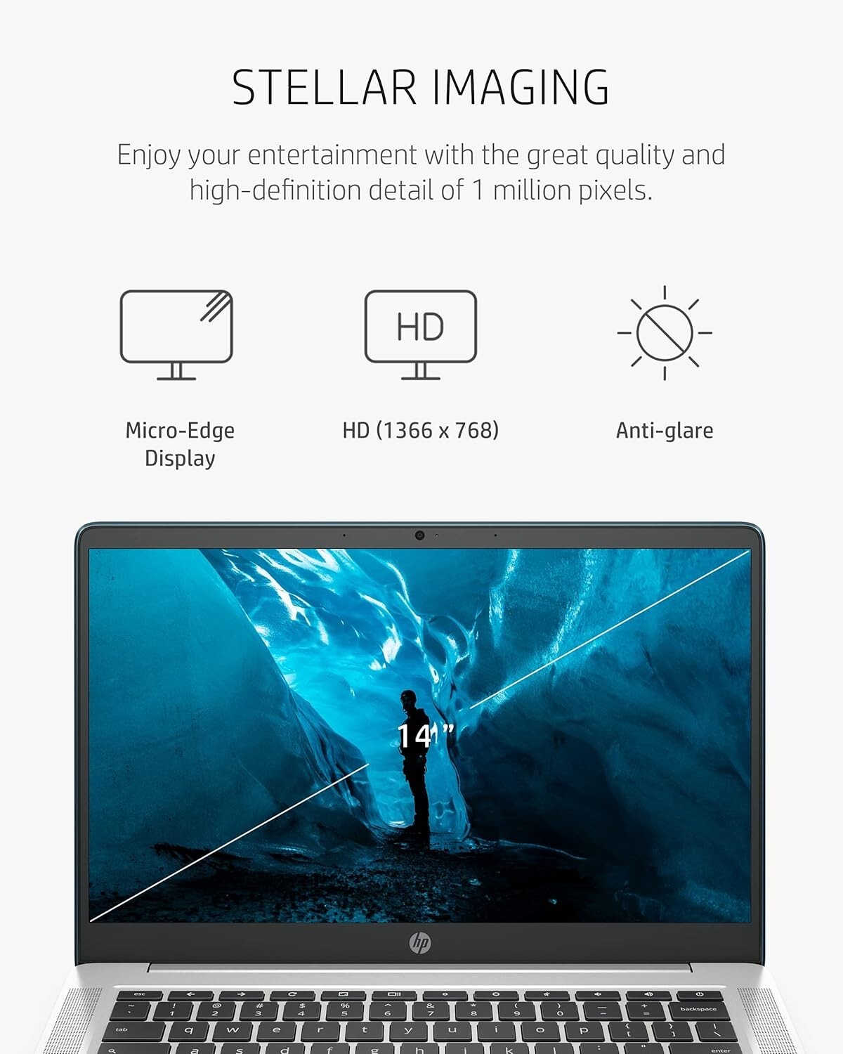 HP 14a-na0120nr 14″ HD Laptop Intel Celeron N4020 1.1 GHz 4GB 32GB eMMC ChromeOS