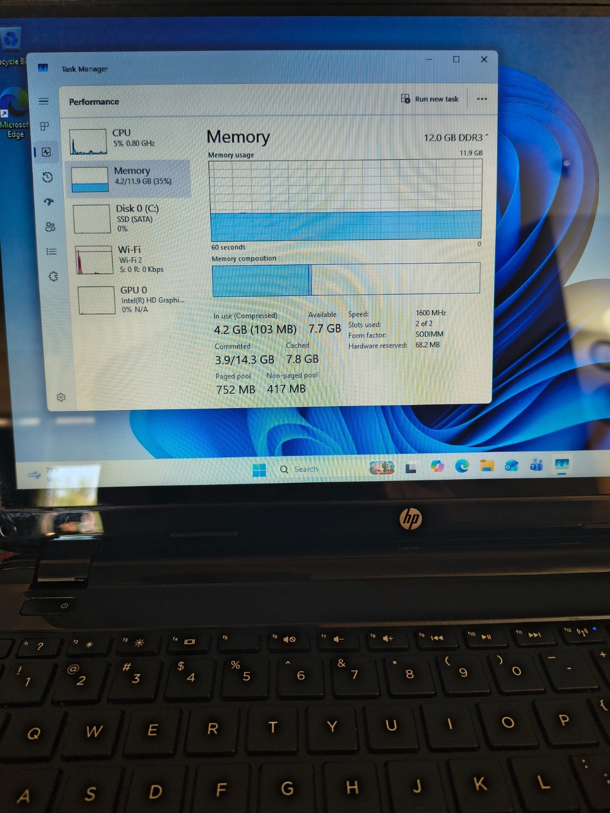 HP 15″ Notebook T/S PC Core i3-4005U@1.7GHz 12GB 240GB SSD Wn11Hm
