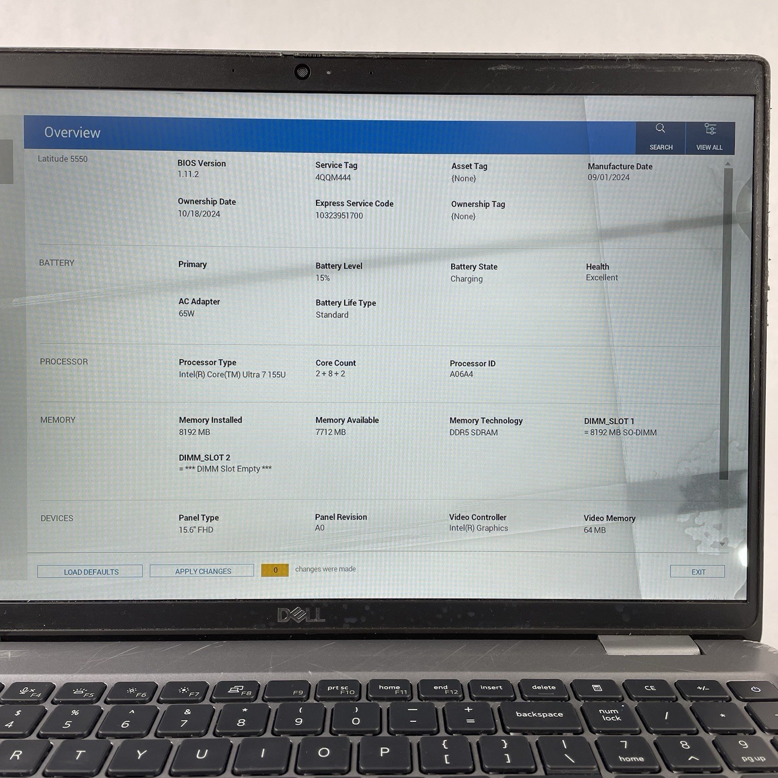 Dell Latitude 5550 15.6″ Ultra 7 155U 2.10 GHz No SSD/OS/AC/RAM – READ