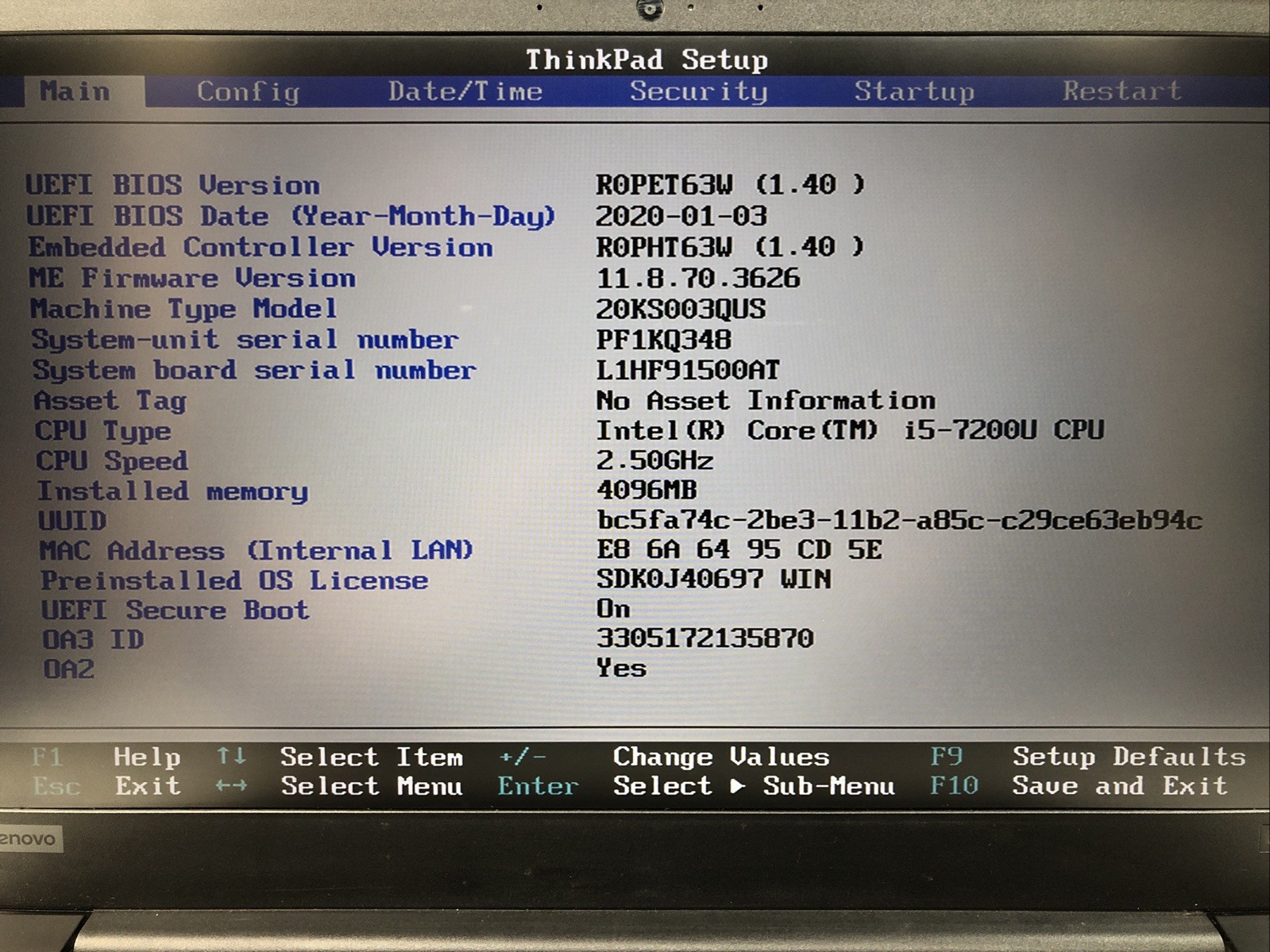 Lenovo ThinkPad E580, Intel Core i5-7200U @2.50Ghz, 4GB RAM, NO SSD/OS, Tested!