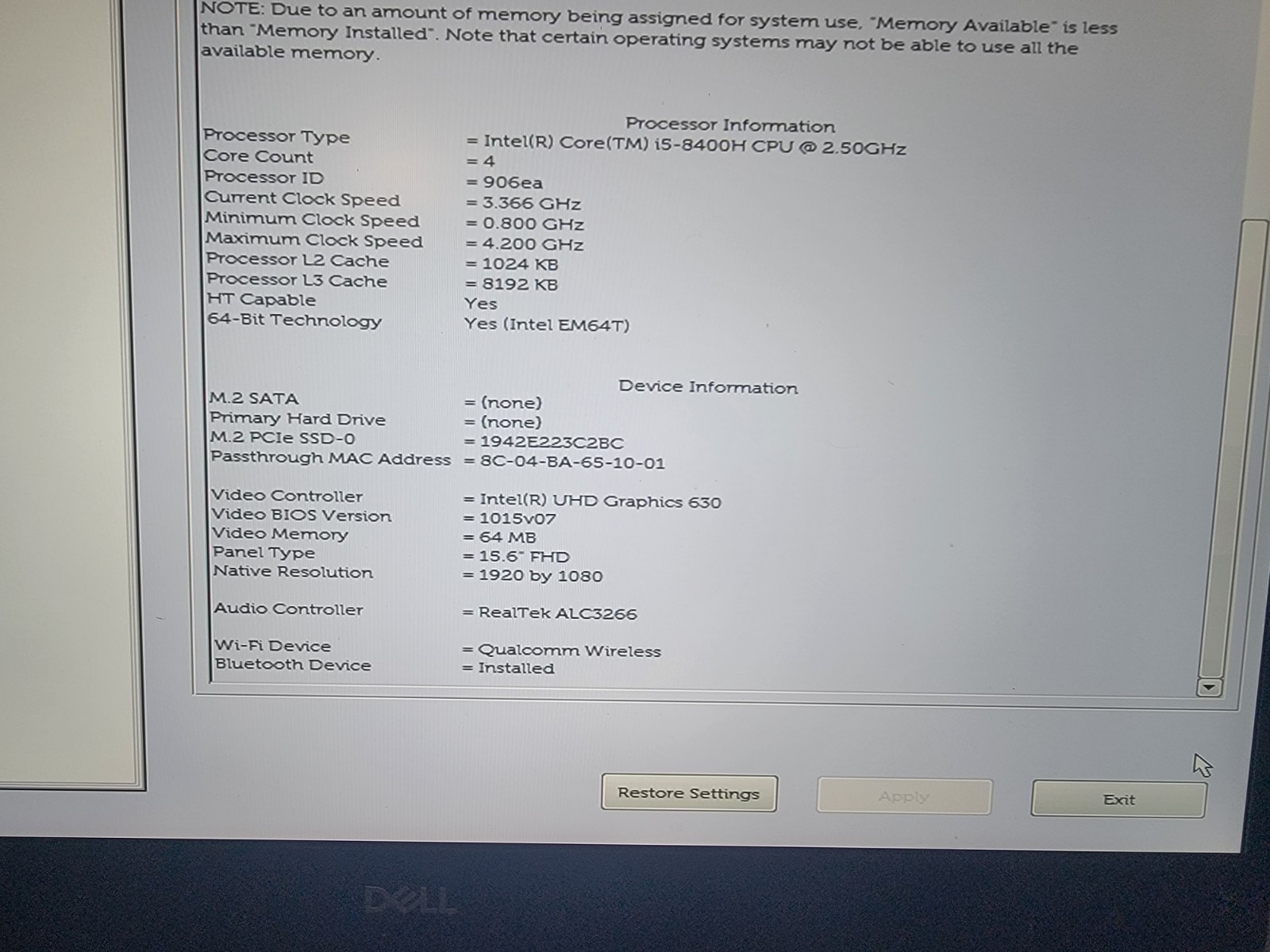 DelL Precision 5530 Laptop – 8400h/P1000