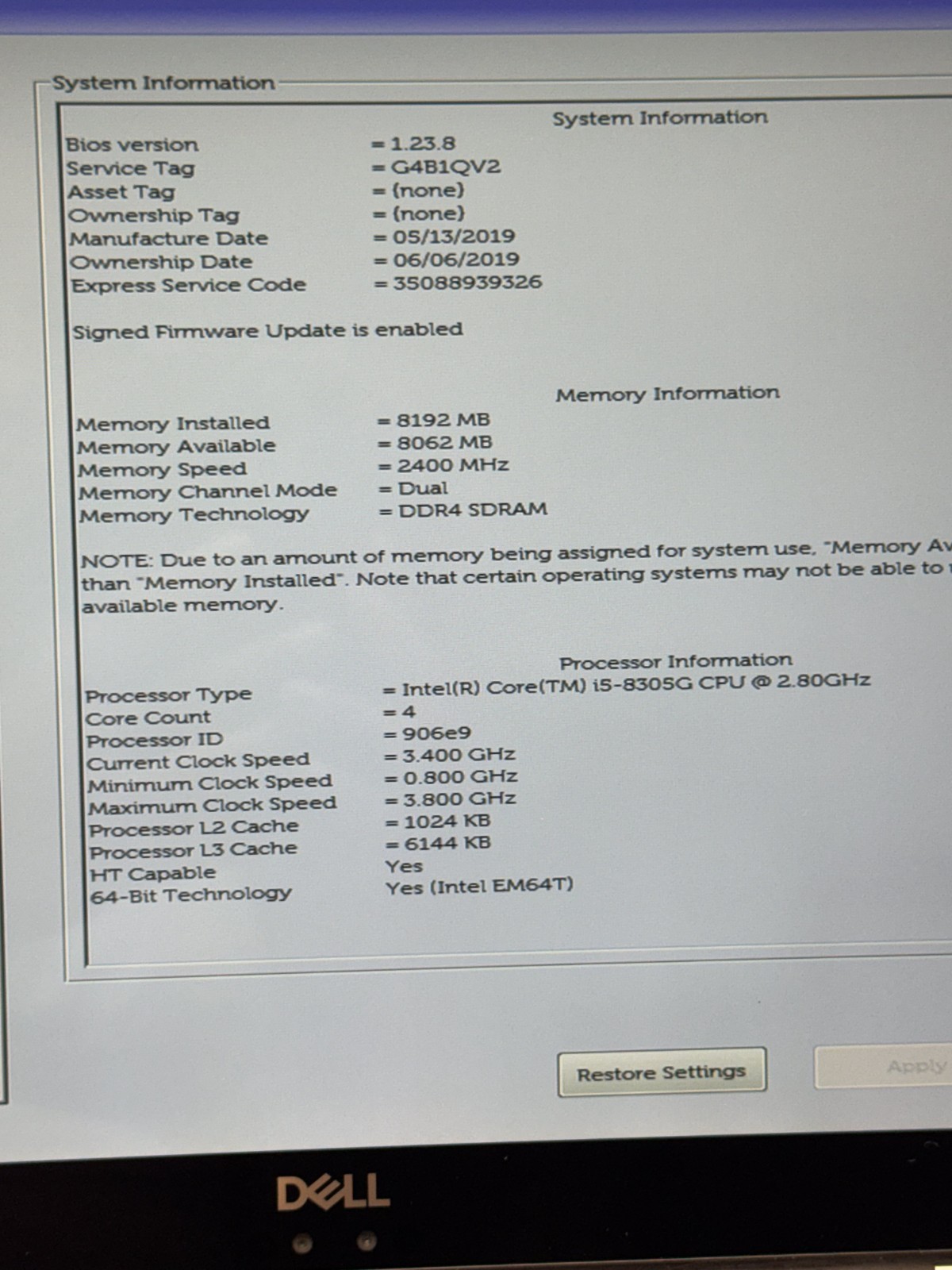 Dell Precision 5530 15.6″ Intel i5-8305G 8GB 256GB SSD NO OS / READ!!!!