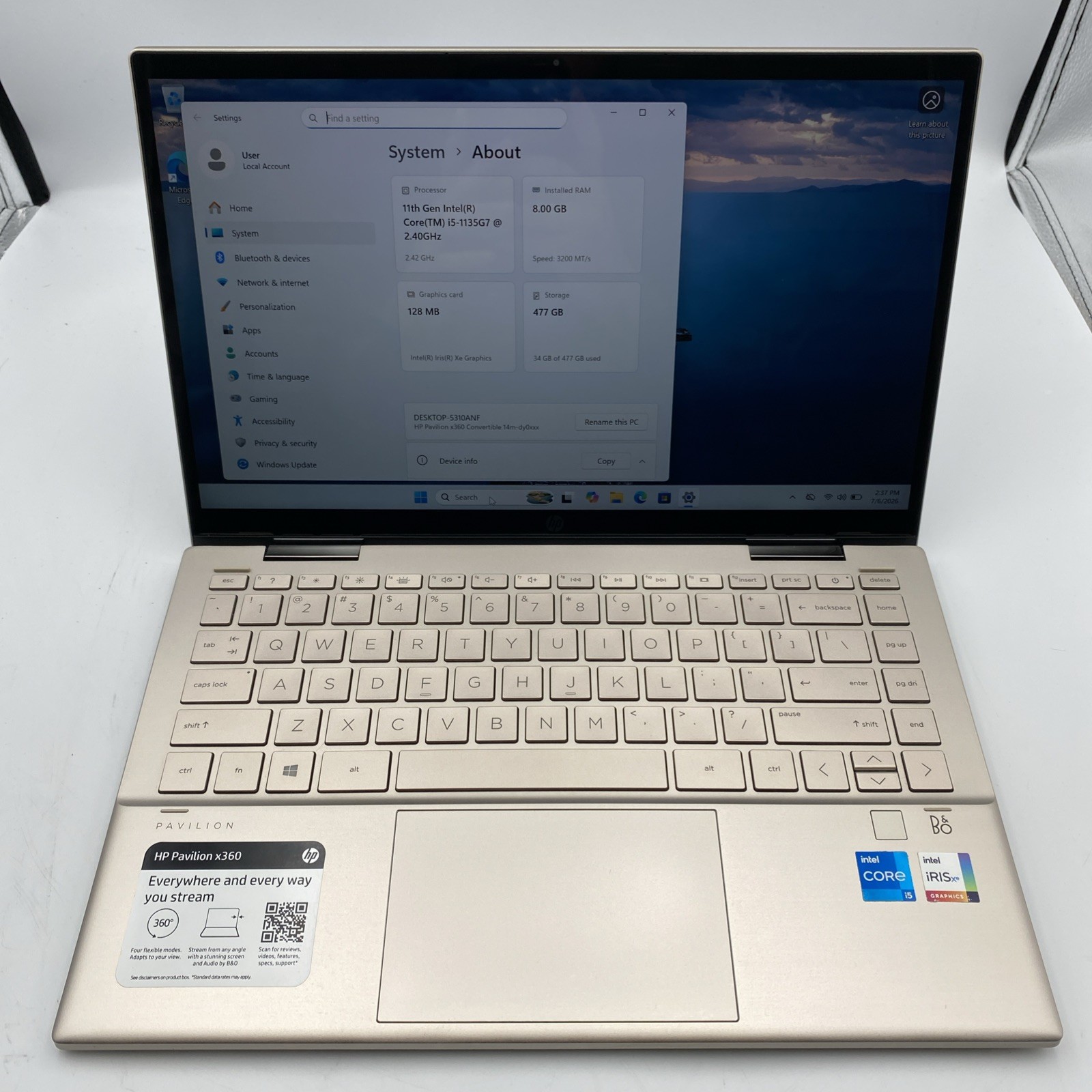 HP Pavilion x360 14m-dy0033dx Intel i5-1135G7 @ 2.4GHz 8GB RAM 512GB SSD W11H