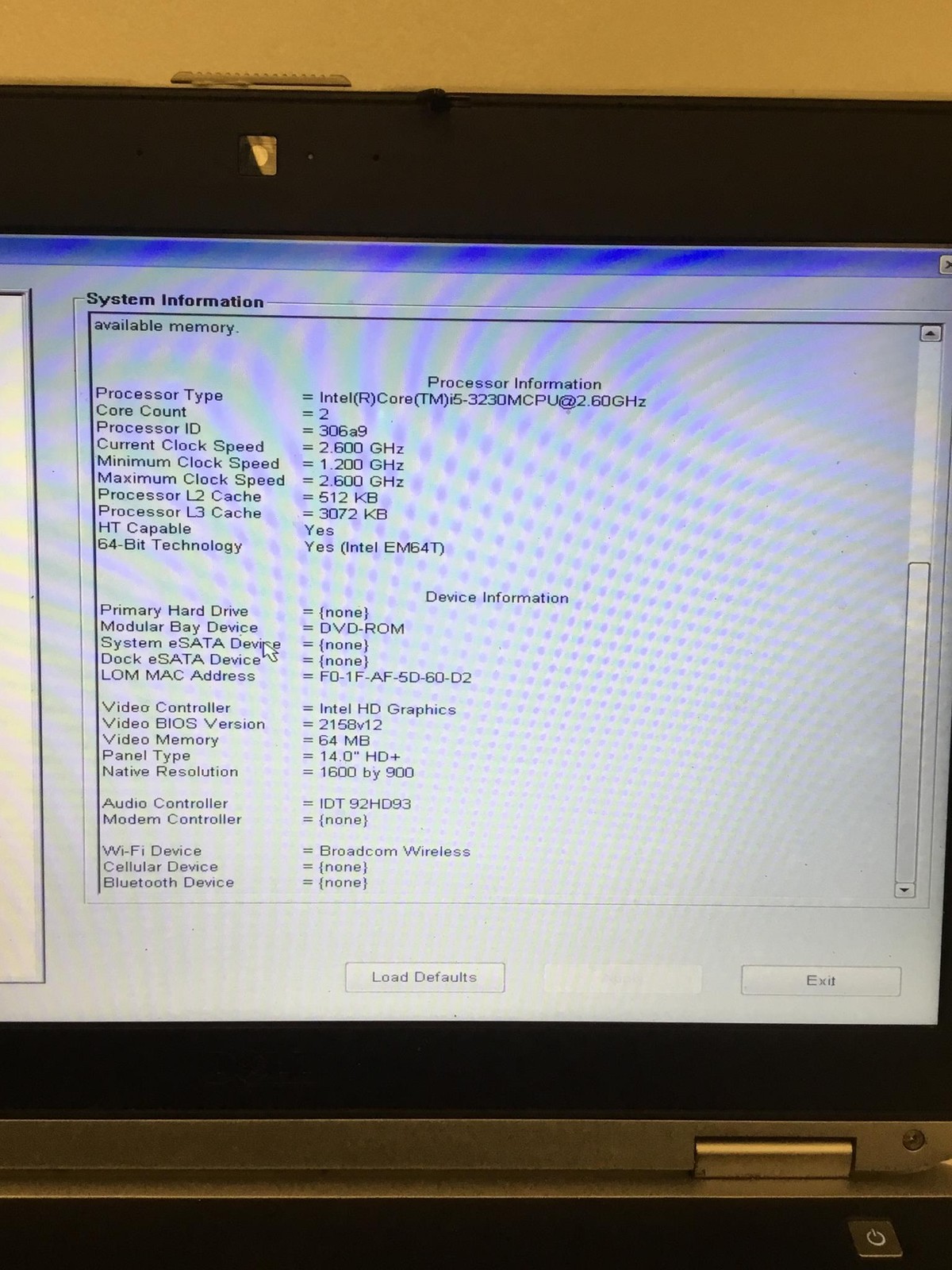 DELL LATITUDE E6430 i5 3230MPU 2.6Ghz 3rd Gen 14″ Laptop w/1GB, DVDROM, No HD