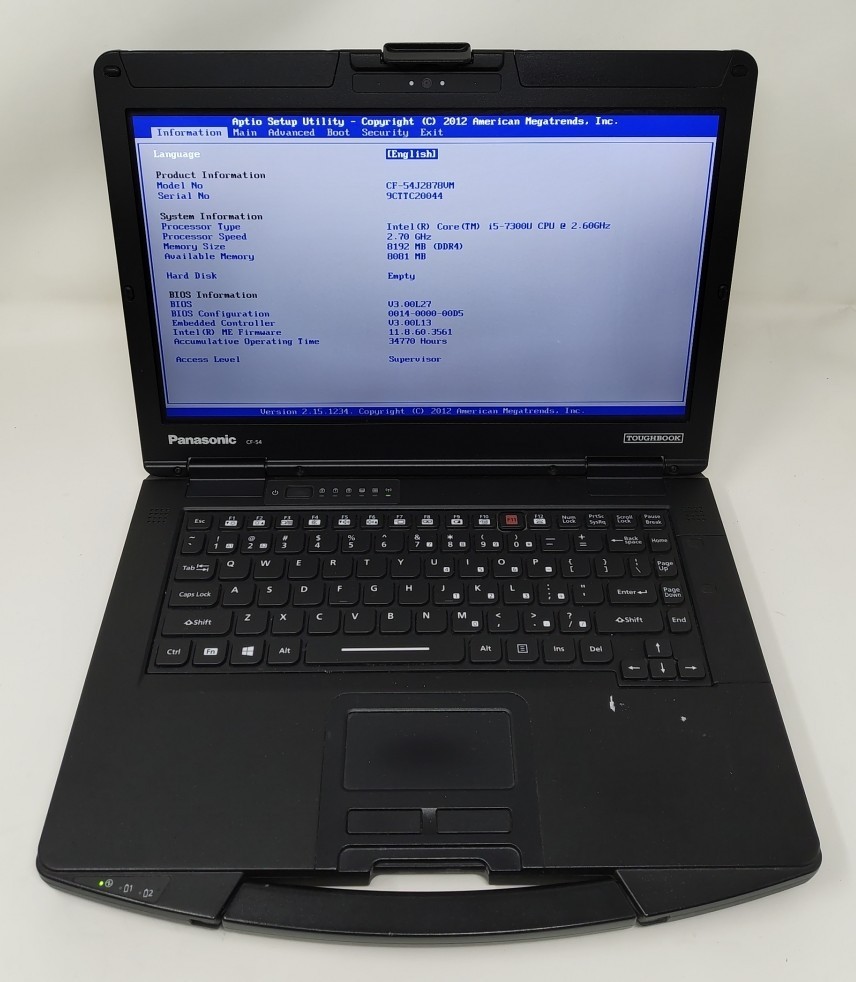 PANASONIC CF-54-3 Rugged PC Laptop Intel I5-7300U 8GB SEE NOTES