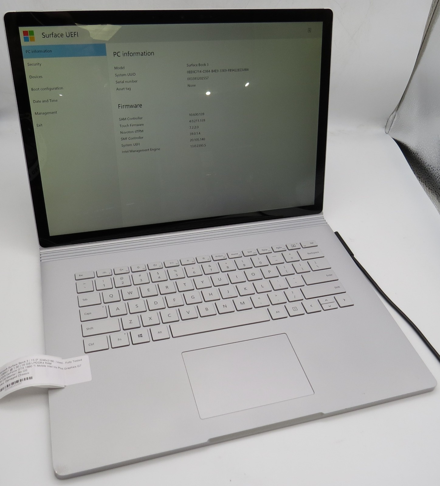 Microsoft Surface Book 3-15″-i7-1065G7@1.3GHz-16GB RAM-256GB-GTX 1660-NO OS
