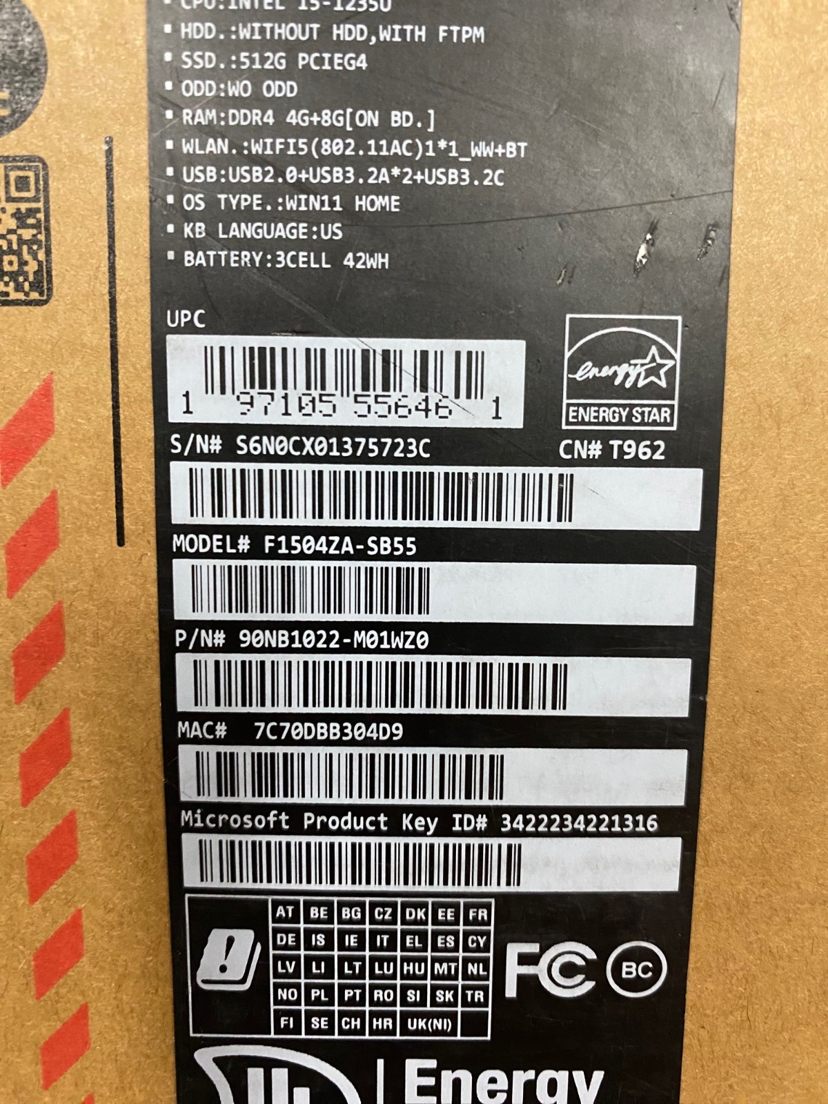 Asus Vivobook F1504Z 15″ Laptop Intel Core i3-1215U, UHD Graphics 8GB RAM Win 11