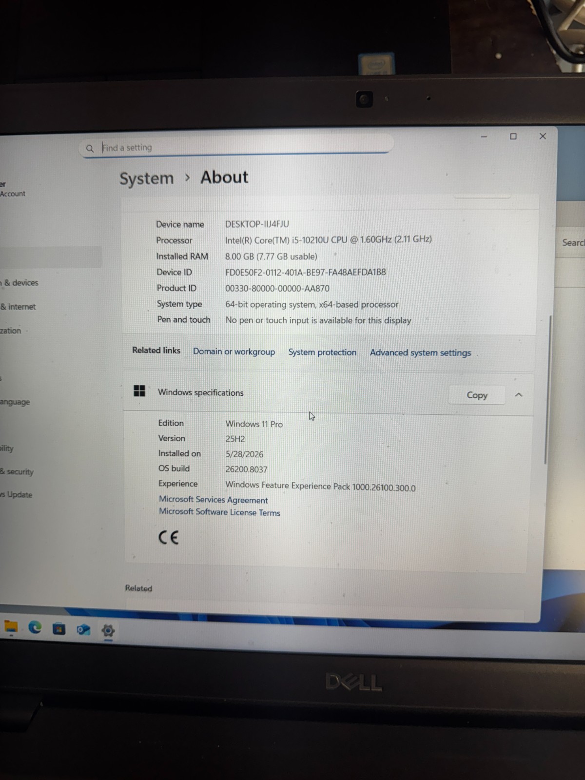 Dell Latitude 3510 Core i5 10210U, 8GB, 256GB SSD, Win11 PRO #5807